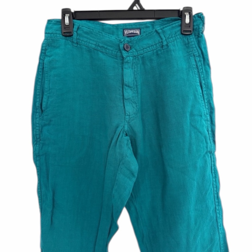 Vilebrequin Men’s Turquoise 100% Linen Regular-Fit Casual Pants XS 28x31 $259 - Picture 2 of 10